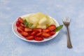 Fresh organic vegetarian fruit salad on a plate Royalty Free Stock Photo