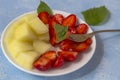 Fresh Organic Vegetarian Fruit Salad on a plate Royalty Free Stock Photo