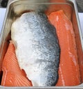 Fresh organic wild caught Norwegian salmon cleaned and filleted