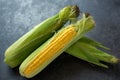 Fresh organic yellow sweet corn on table-Top view Royalty Free Stock Photo