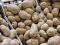 Fresh organic young potatoes sold on market Royalty Free Stock Photo