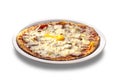 Fresh Oven Baked Pizza with Egg, Sausage, All Cheese Royalty Free Stock Photo