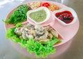 Fresh Oyster salad with Thai herbs, favorite Thai sea food menu Royalty Free Stock Photo