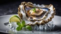 fresh oysters on ice luxury delicacy Royalty Free Stock Photo