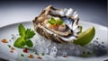 fresh oysters on ice luxury delicacy delicious Royalty Free Stock Photo