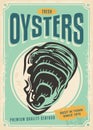 Fresh oysters retro poster design Royalty Free Stock Photo