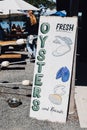 Fresh oysters sandwich board sign