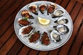 Fresh oysters served on a plate