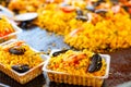 Fresh paella prepared on street market