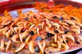 Fresh paella prepared on street market