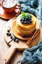 Fresh pancakes  with blueberry Royalty Free Stock Photo