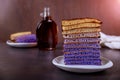Fresh pancakes with chocolate glaze Royalty Free Stock Photo