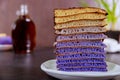 Fresh pancakes with chocolate glaze Royalty Free Stock Photo