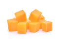 Fresh papaya cubes isolated on white Royalty Free Stock Photo