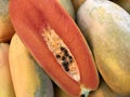 Fresh papaya fruits. Natural texture and background. Royalty Free Stock Photo