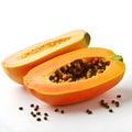 Fresh papaya isolated white background AI generated Royalty Free Stock Photo