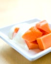 Fresh papaya with plain yogurt