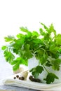 Fresh parsley in a marble mortar Royalty Free Stock Photo