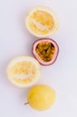 Fresh passion fruit healthy and refresh isolate on white background . Royalty Free Stock Photo