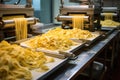 Fresh pasta drying on equipment. Generative AI