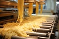 Fresh pasta drying on equipment. Generative AI