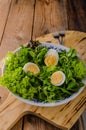 Fresh pasta egg salad Royalty Free Stock Photo