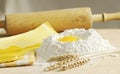 Fresh pasta with flour and egg Royalty Free Stock Photo