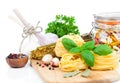 Fresh pasta and italian ingredients Royalty Free Stock Photo