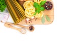 Fresh pasta and italian ingredients Royalty Free Stock Photo