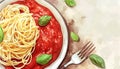 Fresh pasta meal with tomato sauce, healthy vegetarian lunch Royalty Free Stock Photo