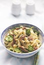 Fresh pasta with spinach, anchois and capars Royalty Free Stock Photo