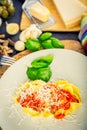 Fresh pasta with tomato sauce. Royalty Free Stock Photo