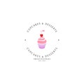 Fresh pastries. Logo template. Cupcakes and desserts