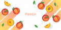 Fresh peach fruit background in paper art style Royalty Free Stock Photo