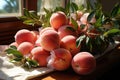 Fresh peach fruits