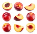 Fresh peach fruits isolated Clipping Path Royalty Free Stock Photo