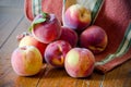Fresh peaches with dew drops Royalty Free Stock Photo