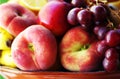 Fresh peaches and grappes Royalty Free Stock Photo