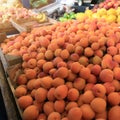Fresh Peaches in the market  Nectarine  square image Royalty Free Stock Photo