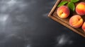 Fresh Peaches On Wooden Board: Textured Minimalist Abstractions Royalty Free Stock Photo