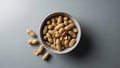 Fresh Peanuts in a Bowl on Gray Background with Copy Space Royalty Free Stock Photo