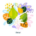 Fresh pear berry berries fruits juice splash organic food juicy pears splatter on abstract background