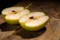 Fresh pear cutted in half Royalty Free Stock Photo