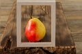 fresh Pear portrait in the frame. Food art Royalty Free Stock Photo