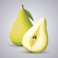 Fresh pears fruit with slice