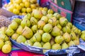 Fresh pears at a market in a village of Jammu and Kashmir Royalty Free Stock Photo
