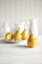Fresh pears on old table