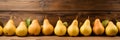 Fresh pears on a rustic wooden background, banner with empty copy space, Horizontal format 3:1 Royalty Free Stock Photo