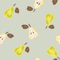 Fresh pears seamless vector pattern