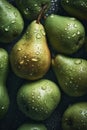 Fresh pears with water drops, created with generative AI